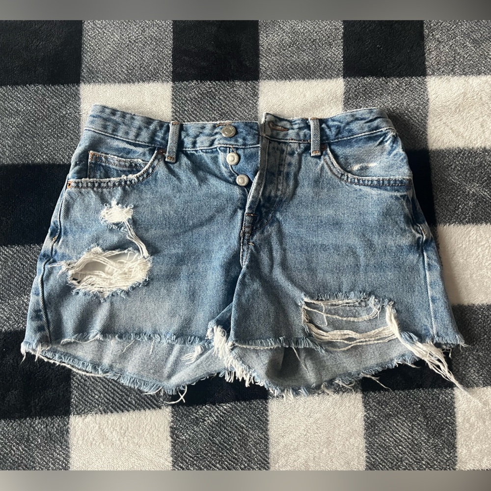 Topshop | Ashley denim moto shorts